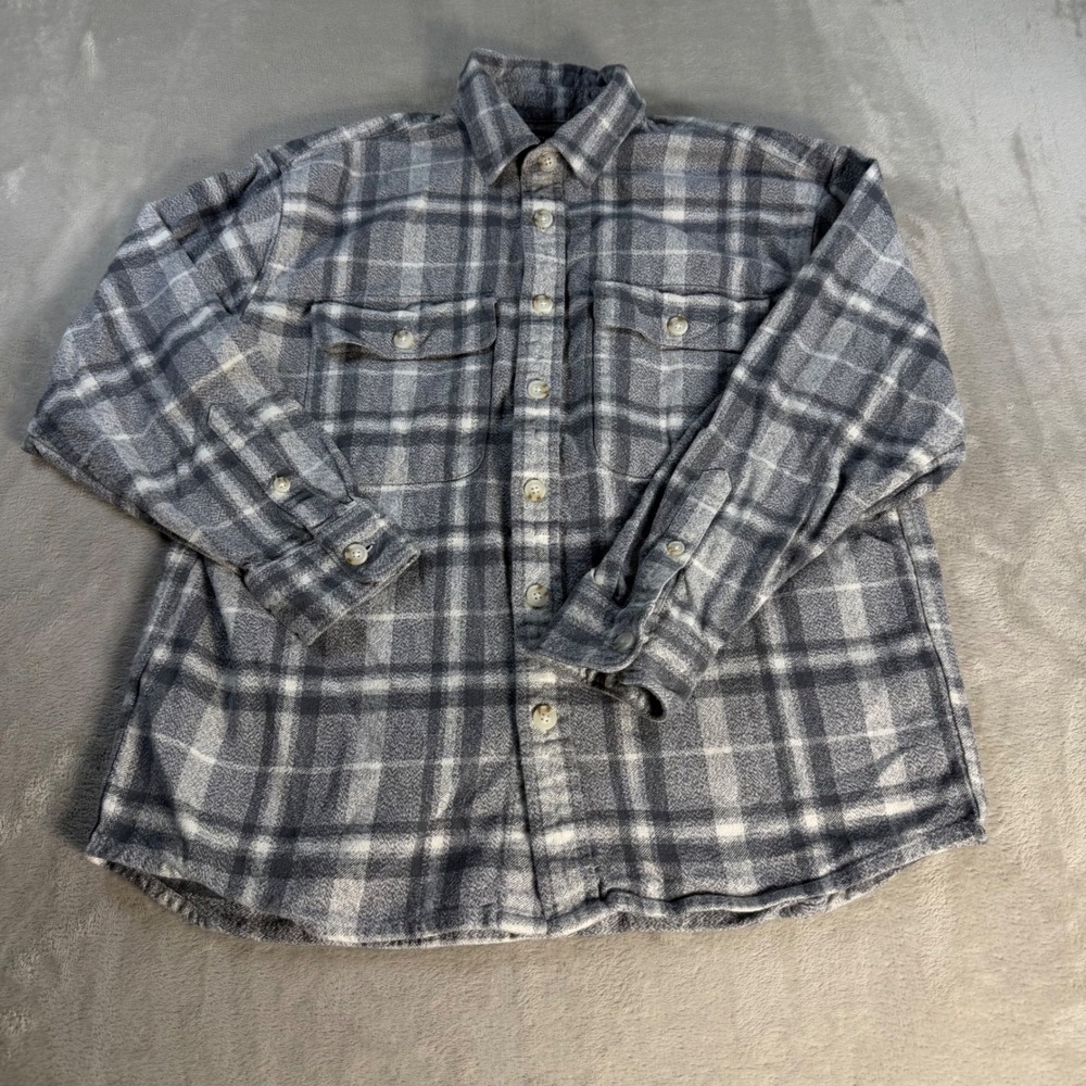 Abercrombie & Fitch 90s Oversized Shirt Mens S Grey Plaid Flannel Button Up